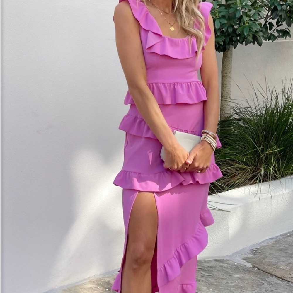 Show Me Your MuMu Pink Ruffled Maxi Dress